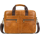 Luufan Genuine Leather Men's Business Handbag 15" Laptop Briefcase Bag Male A4 Document Shoulder Message Computer Bag Work Tote