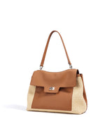Summer 2026 Women's Raffia Woven Tote Bag Split Leather Crossbody Straw Messenger Bag Grass Weaving Shoulder Bag for Ladies New