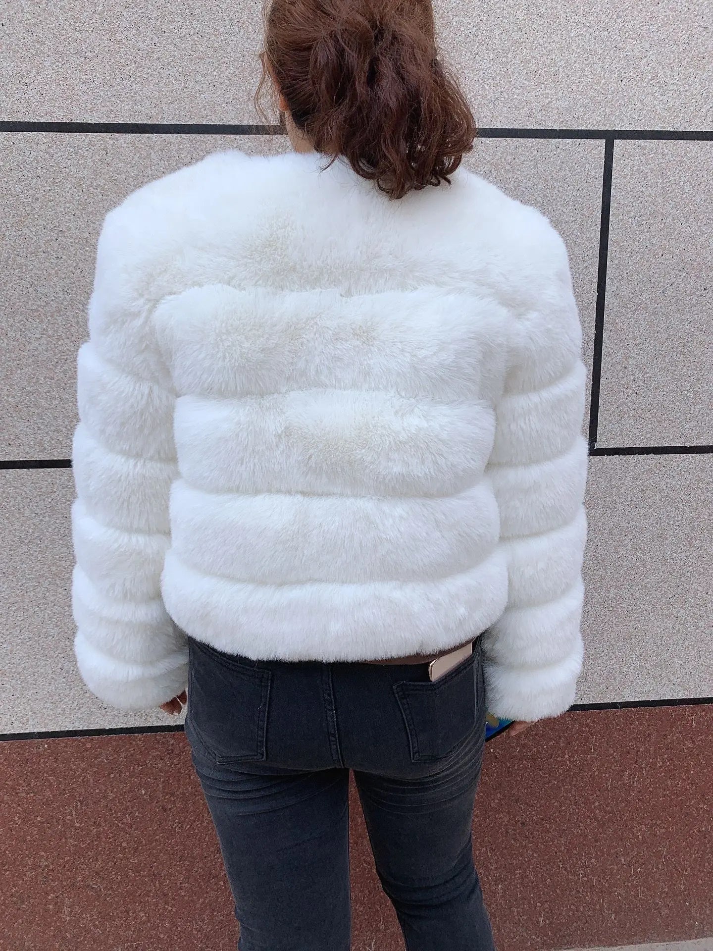 Elegant Winter Faux Fox Fur Crop Jacket