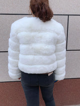 Elegant Winter Faux Fox Fur Crop Jacket