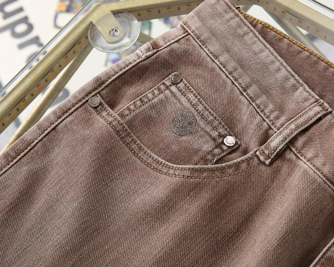 BLLIYOSS Jeans Thin Cotton Men 2025 Spring Summer new Business Embroidery Straight outdoors  Pants Old money High Quality