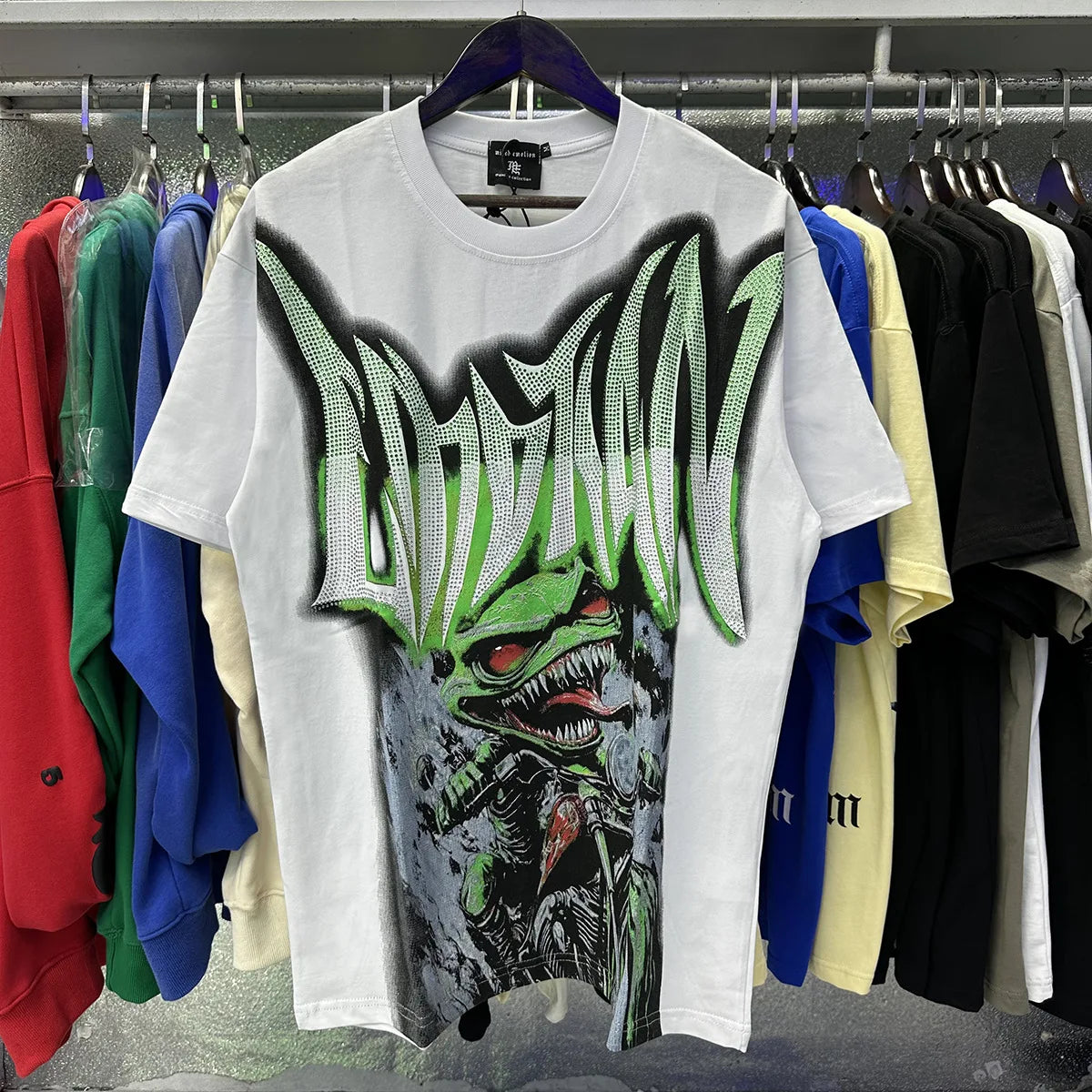 MIXED EMOTION Oversized Cotton Rhinestone T-Shirt