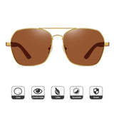 GM Fashion Retro Metallic Square Sunglasses for Women and Men Luxury Designer Brands Popular Driving Bamboo and Wood Sunglasses