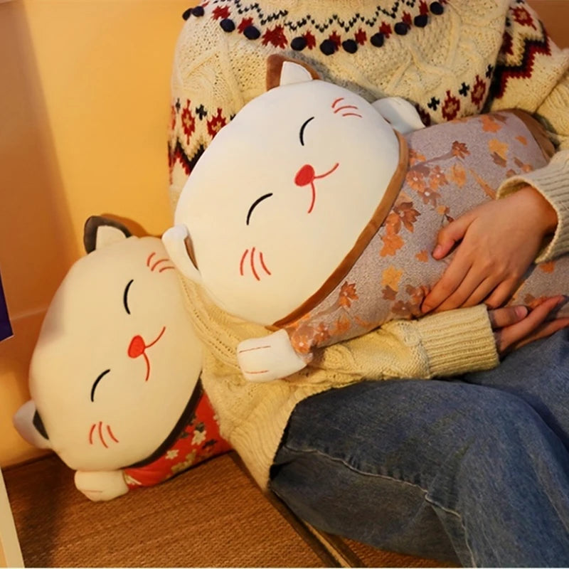 Japanese style lucky cat pillow dual-use sofa back cushion office seat belt waist cushion car lumbar pillow
