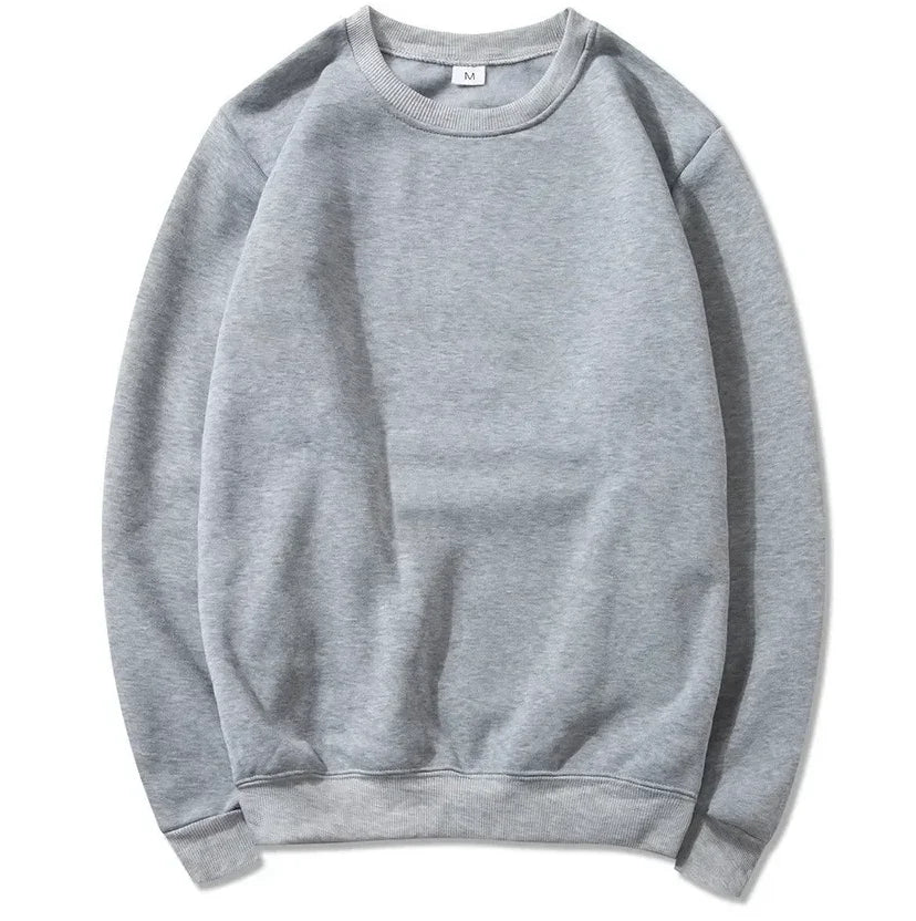 Korean Fashion Men's Round Neck Sweatshirts Autumn Long Sleeves Vacation Pullovers Tops Casual Popular Man Solid Sweat Shirts
