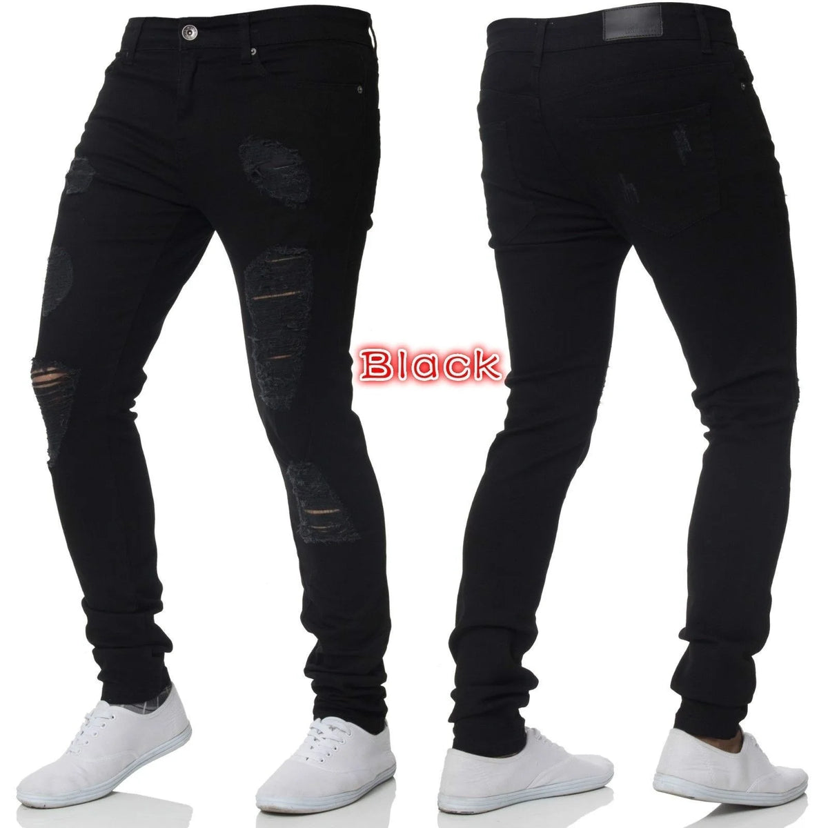 Men’s Ripped Stretch Denim Jeans