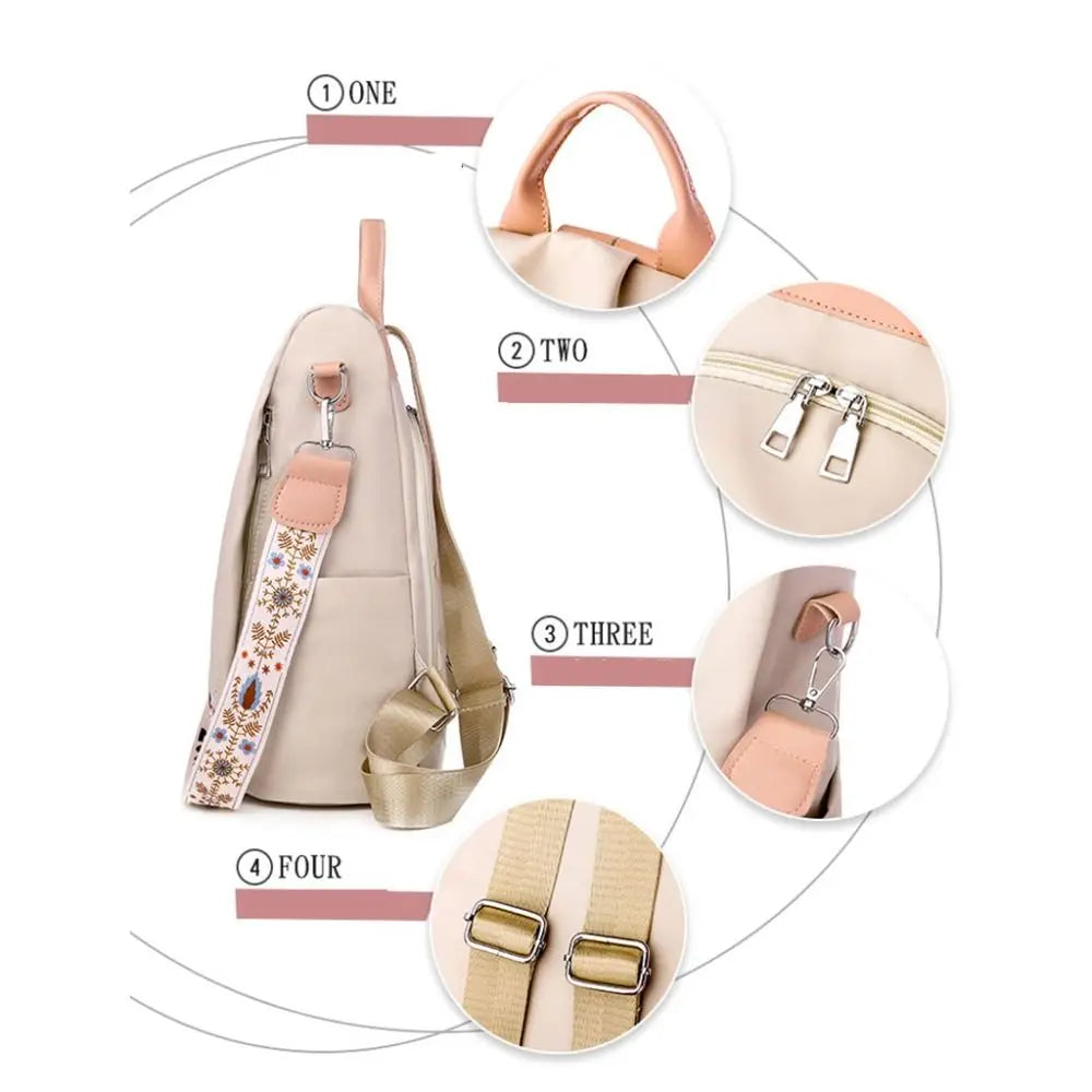 Women Oxford Backpack Casual Embroidery Bag Designer Female Large Capacity Travel Waterproof Handbag Shopping Knaps School Bag