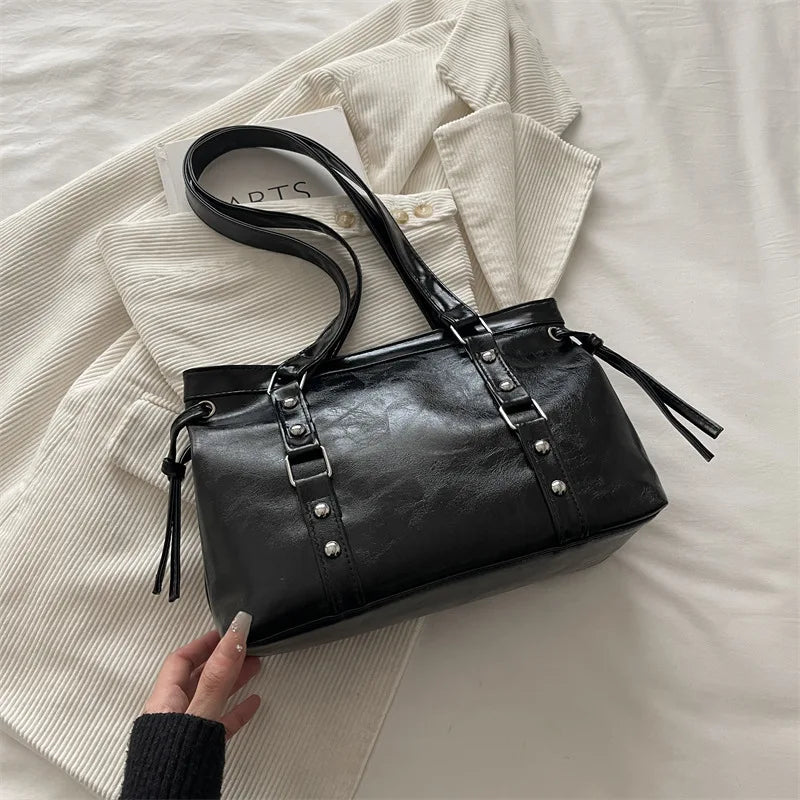 Women's Retro PU Leather Shoulder Tote Bag
