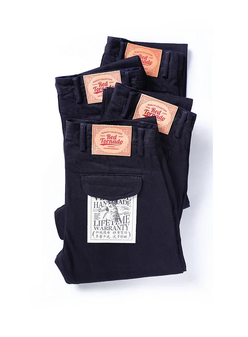 Red Tornado Officer Trousers – 14oz Indigo Selvedge Denim