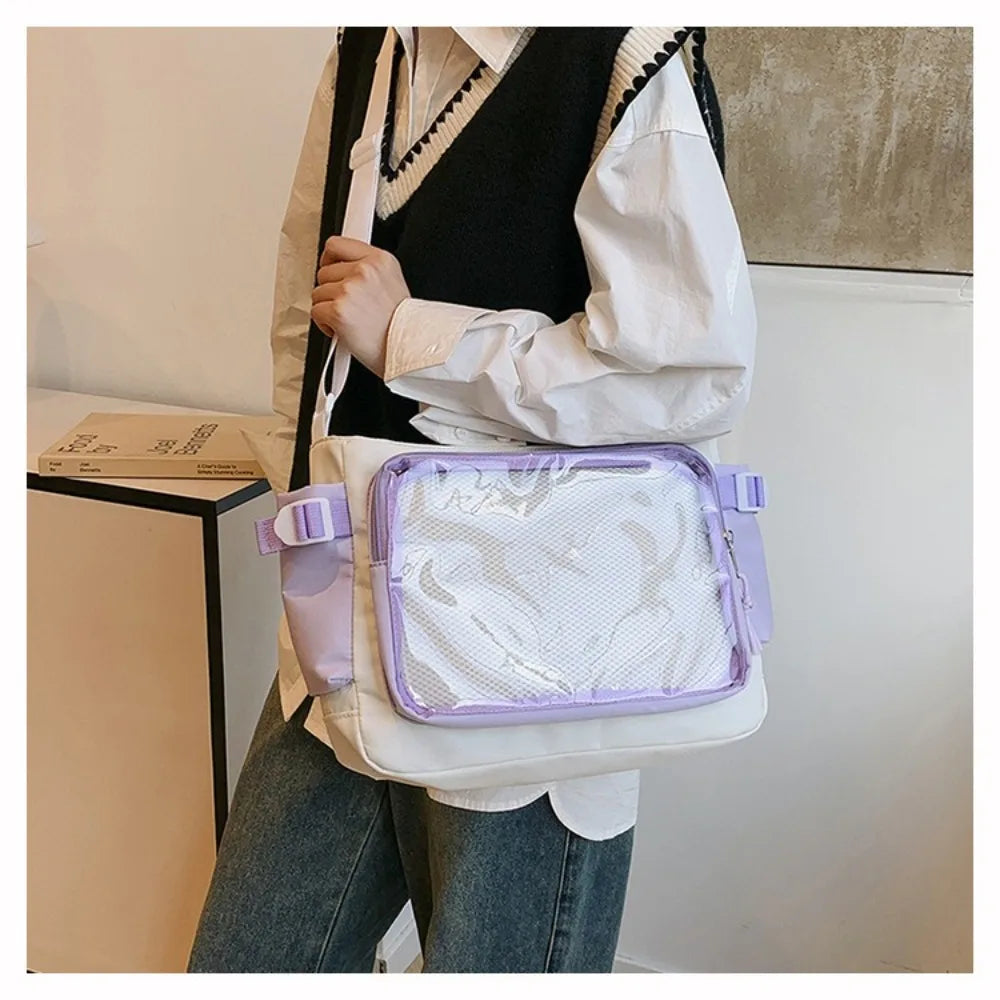 Fashion Transparent Ita Bag Large Capacity College Style Shoulder Bag Canvas Jk Handbag Women Tote Bag College Style