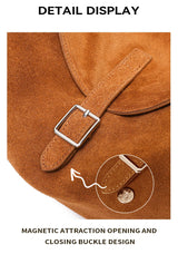 New Winter Women's Natural Suede Leather Bags Female Soft Cowhide Durable Crossbody Shoulder Bag Ladies Fashion Commute Handbags