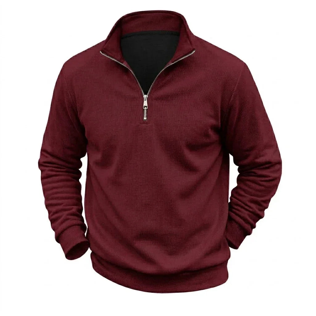 Mens Zip Up Streetwear Mock Neck Jumper Winter Warm Fleece Knit Top Long Sleeve Pullover Outdoor Work Jacket Coats Sweatshirts