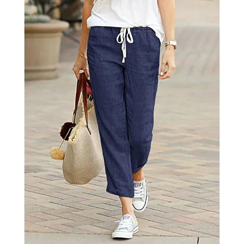 Women's Cotton Drawstring Ankle Pants