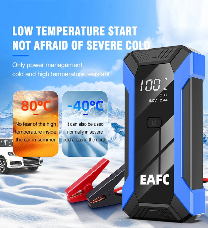EAFC 12V  Car Jump Starter Power Bank Portable Car Battery Booster ChargerStarting Device Auto Emergency Start-up Lighting