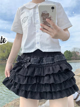 Kawaii Bow Mini Skirt – Ruffle Tiered A-Line