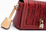 CH Crossbody Bag For Women Luxury Monogram Leather Handbag Fashion Wide Strap Shoulder Bag Elegant Lock Flap Bag For Daily Use