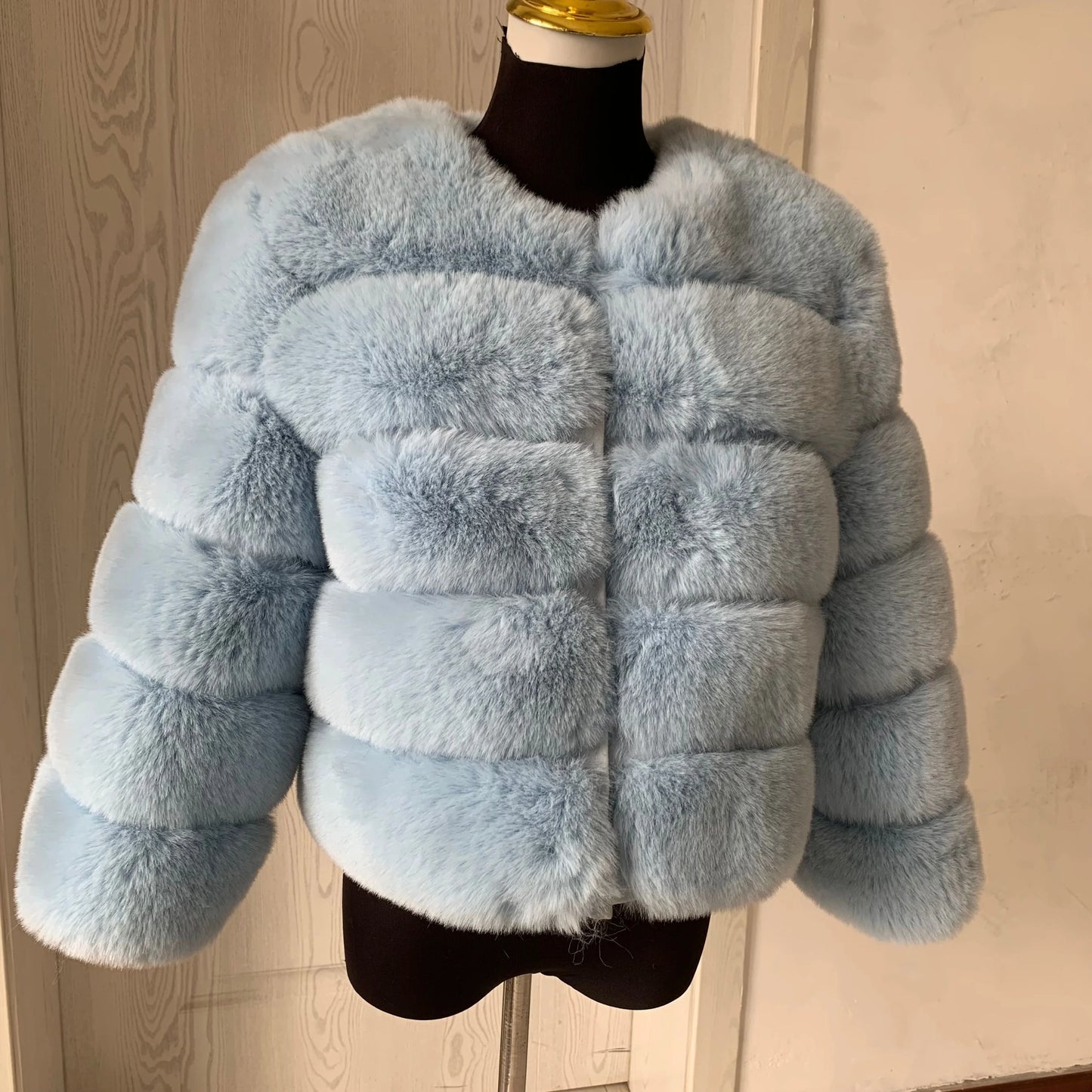 Elegant Winter Faux Fox Fur Crop Jacket