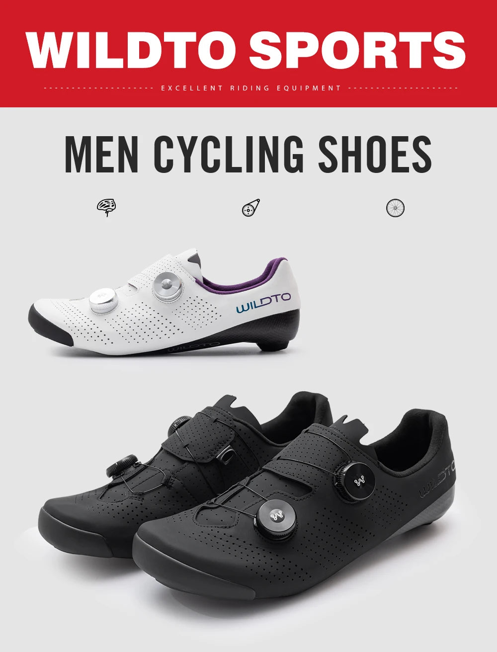 WILDTO Carbon Fiber Sole Cycling Shoes Hardness10 Wear Resistant Road Riding Sneakers Mens Thermoplastic Adjustable Bicyle Shoes