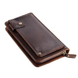 Handmade Vintage Crazy horse Genuine Leather Wallet men Leather long wallet clutch bag male purse money clips money bag