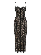 Elegant V-Neck Lace Maxi Dress