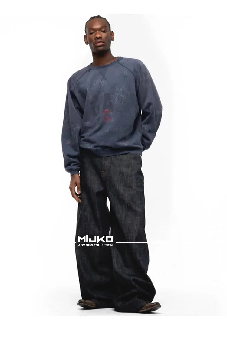 MIJKO Men's Relaxed Straight Denim Jeans – M to XXL
