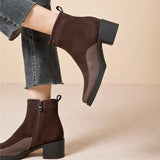 AIYUQI 2026 New Women's Short Boots Genuine Leather Chunky Heel High Heel Boots Female Large Size Pointed Toe Women Ankle Boots