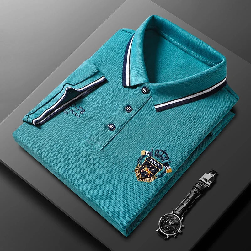 Men's Embroidered Cotton Polo – Casual Solid Colors
