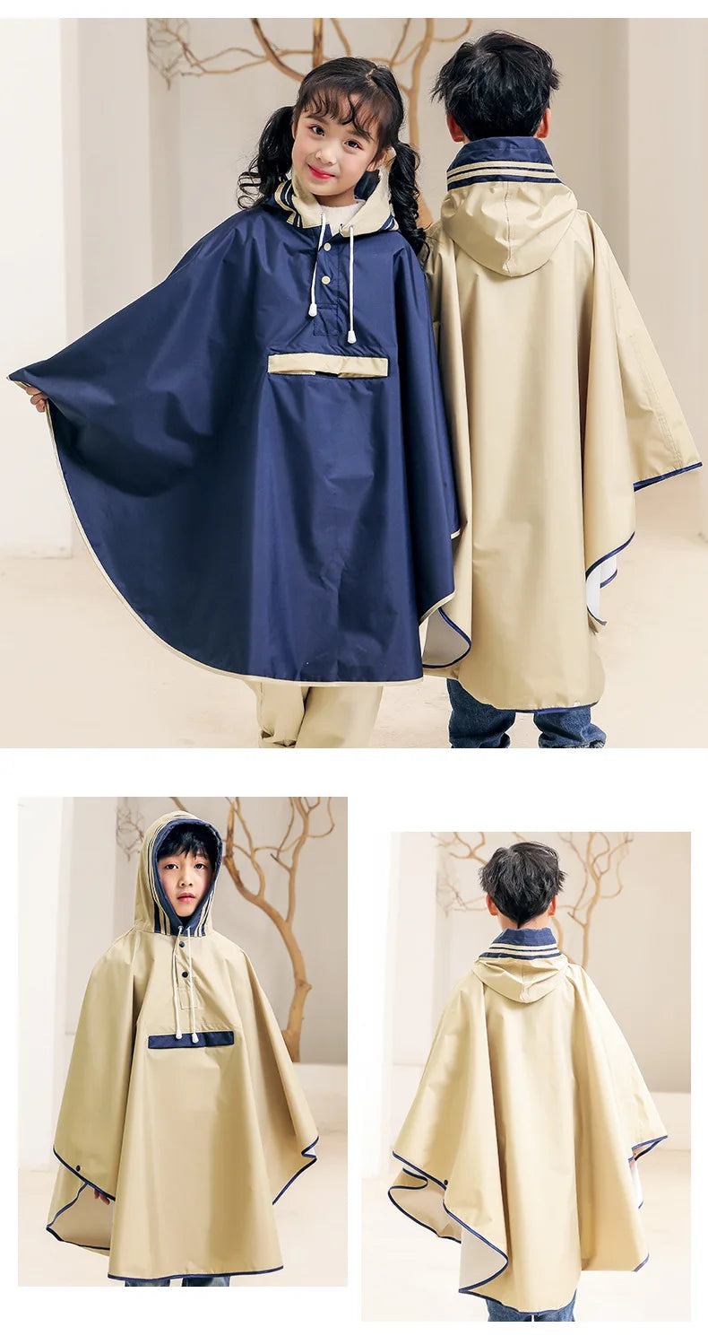 Kids' Cloak-Style Waterproof Poncho Raincoat