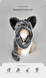 Gothic Plush Cat Ear Beanie – Y2K Punk Warm Cap