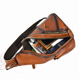 Single Shoulder Bagpack Genuine Leather Chest Bag Outdoor Riding Bag Chest Packs For Biker Men Male Sling Bags Cow Leather