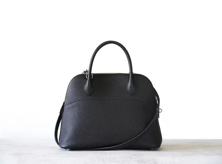 Premium Semi-handmade First-layer Cowhide Bowling Bag Portable Shoulder Large Shell Bag Commuting Temperament Versatile