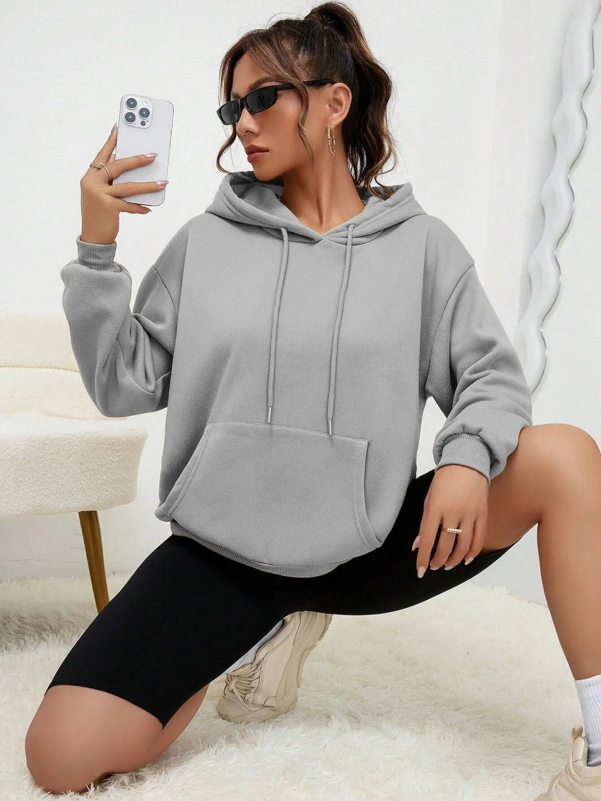 Essential Solid Color Fleece Hoodie