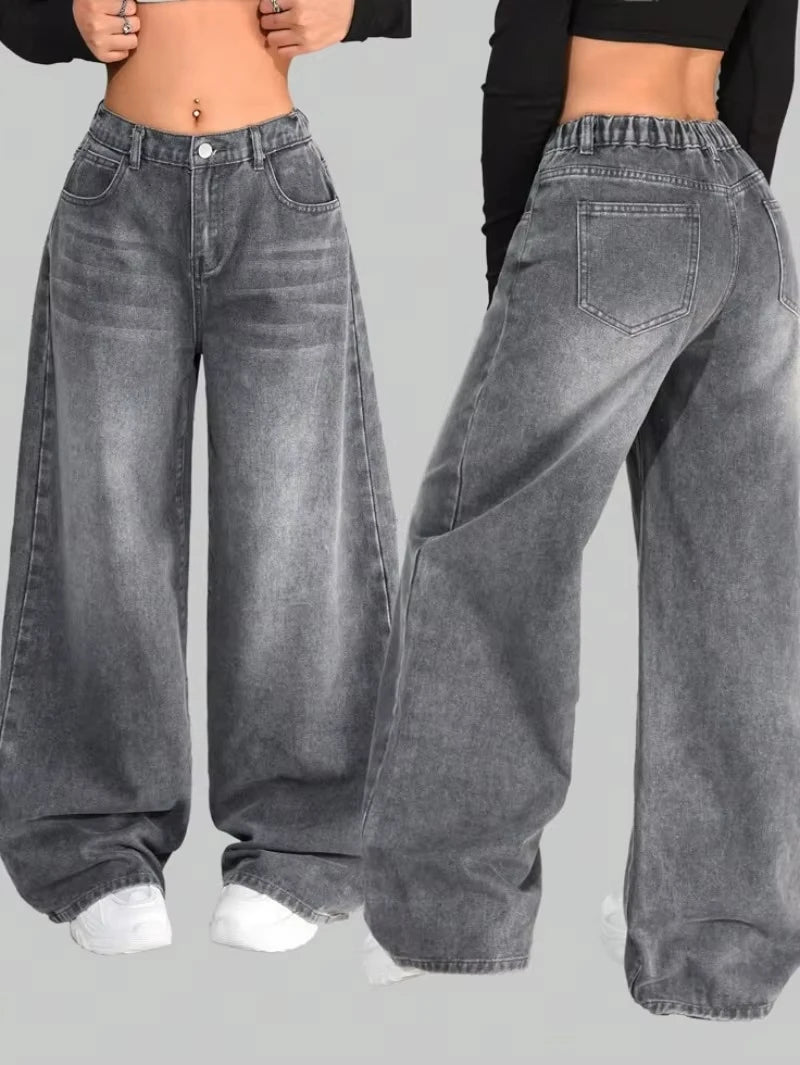 Men's Y2K Oversized Wide-Leg Embroidered Denim Jeans