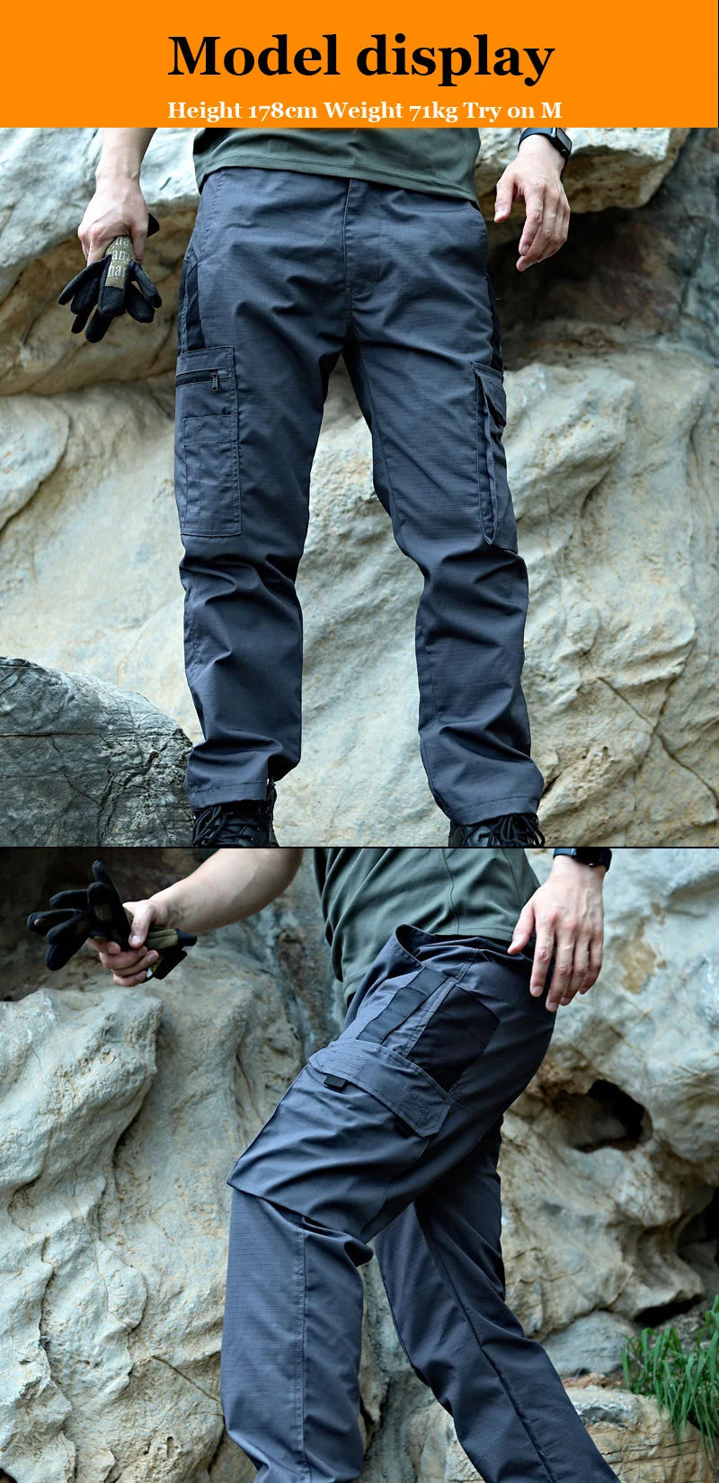 Men’s Waterproof Tactical Cargo Pants – Multi-Pocket Outdoor Work Trousers