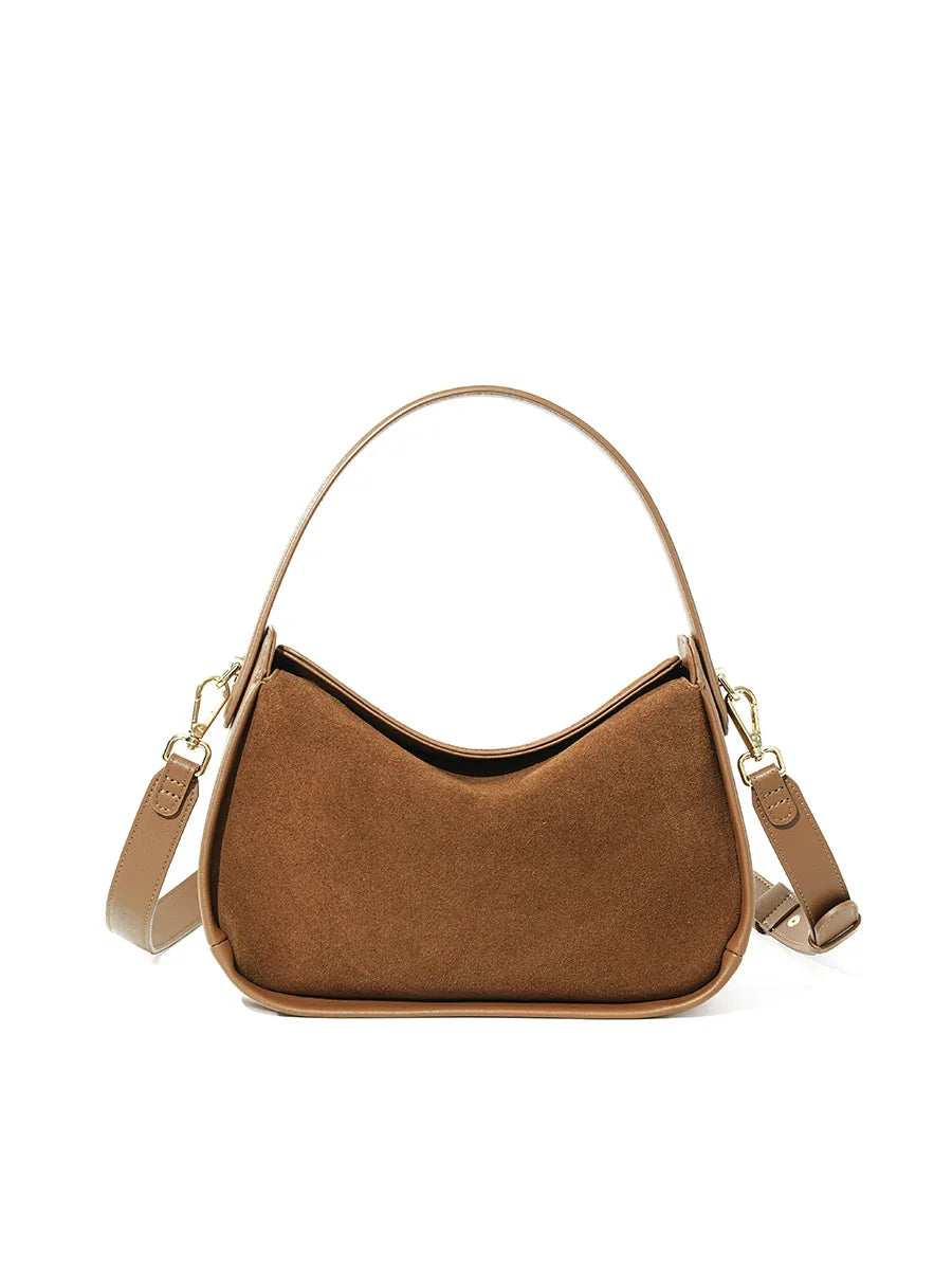 2025 New Suede Leather Crossbody Bag Unique Design Shoulder Pack Women Work Commuting Handbag Urban Beauty Box Tote Messenger