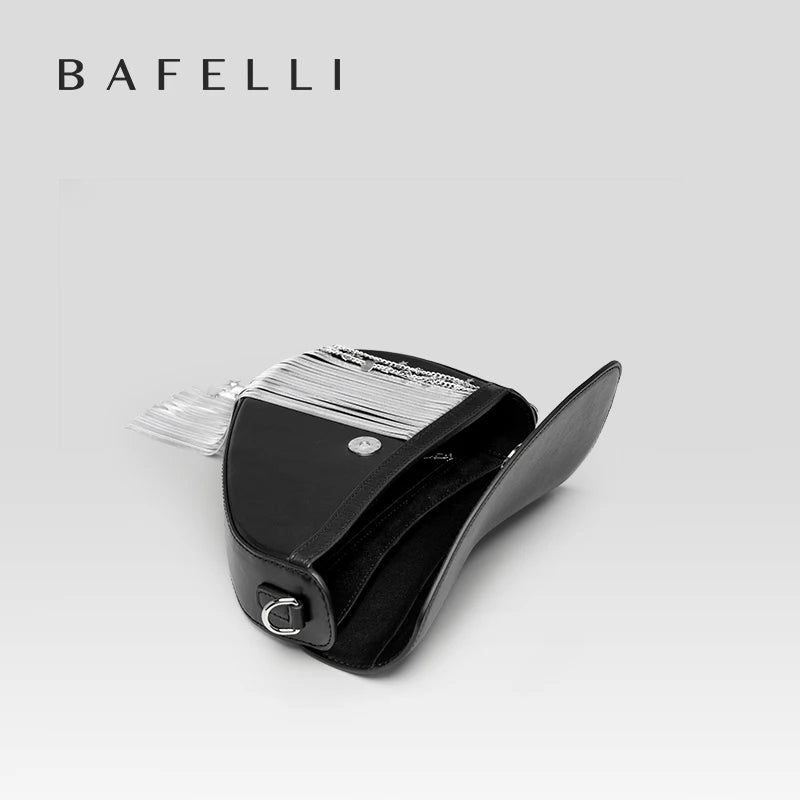 BAFELLI 2025 NEW LUXURY WOMAN BAGS LEATHER STYLISH INDIVIDUALITY FASHION TASSELS PURSE SHOULDER CROSSBODY HANDBAGS FEMALE SADDLE