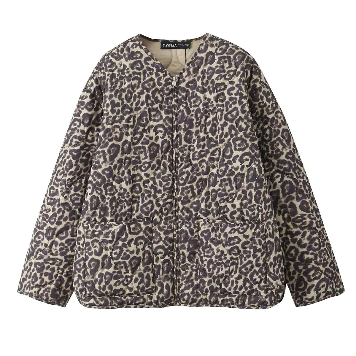Casual Full-Zip Cotton Jacket – Autumn/Winter Fashion Coat with Curled Edge