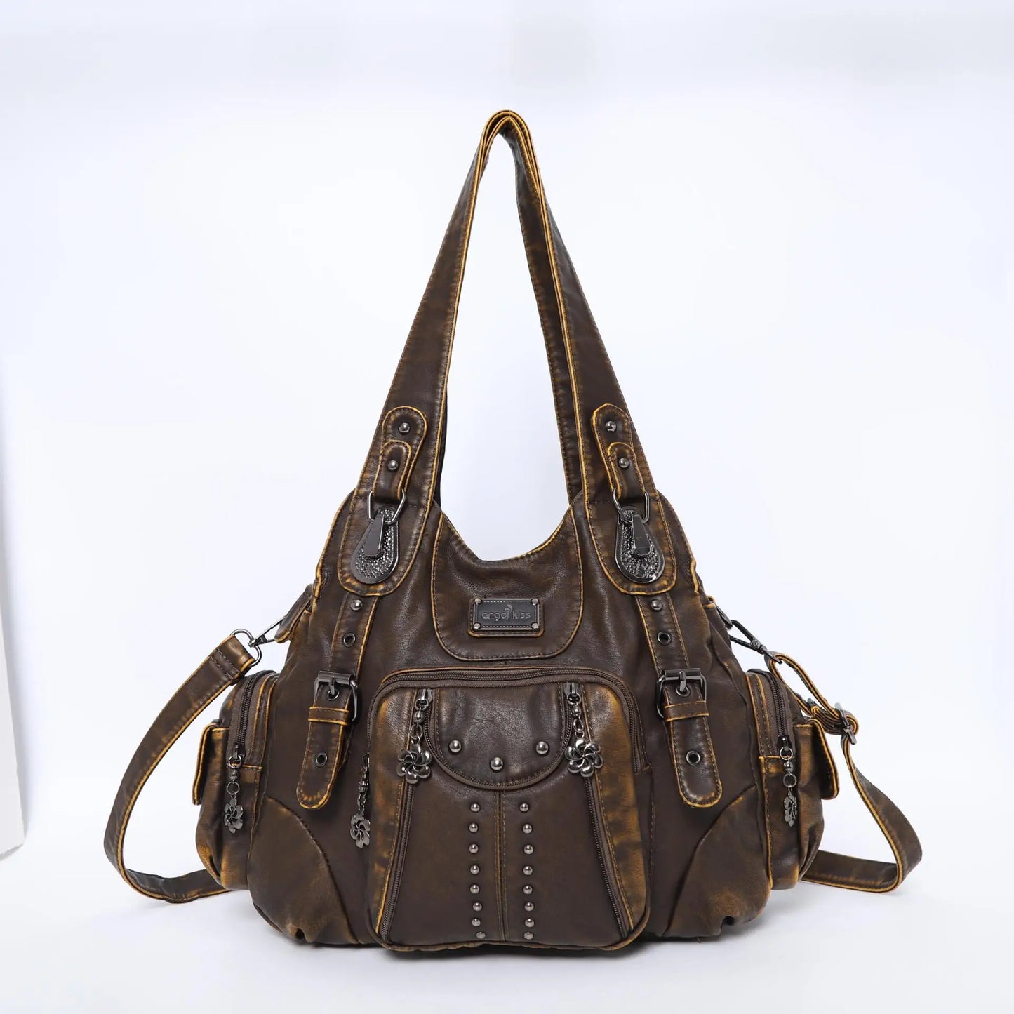 Vintage Women Bag Large Handbags Satchel Top-handle PU Shoulder Bag Vintage Dumpling Pack Multi-pockets Shoulder Bags Purse