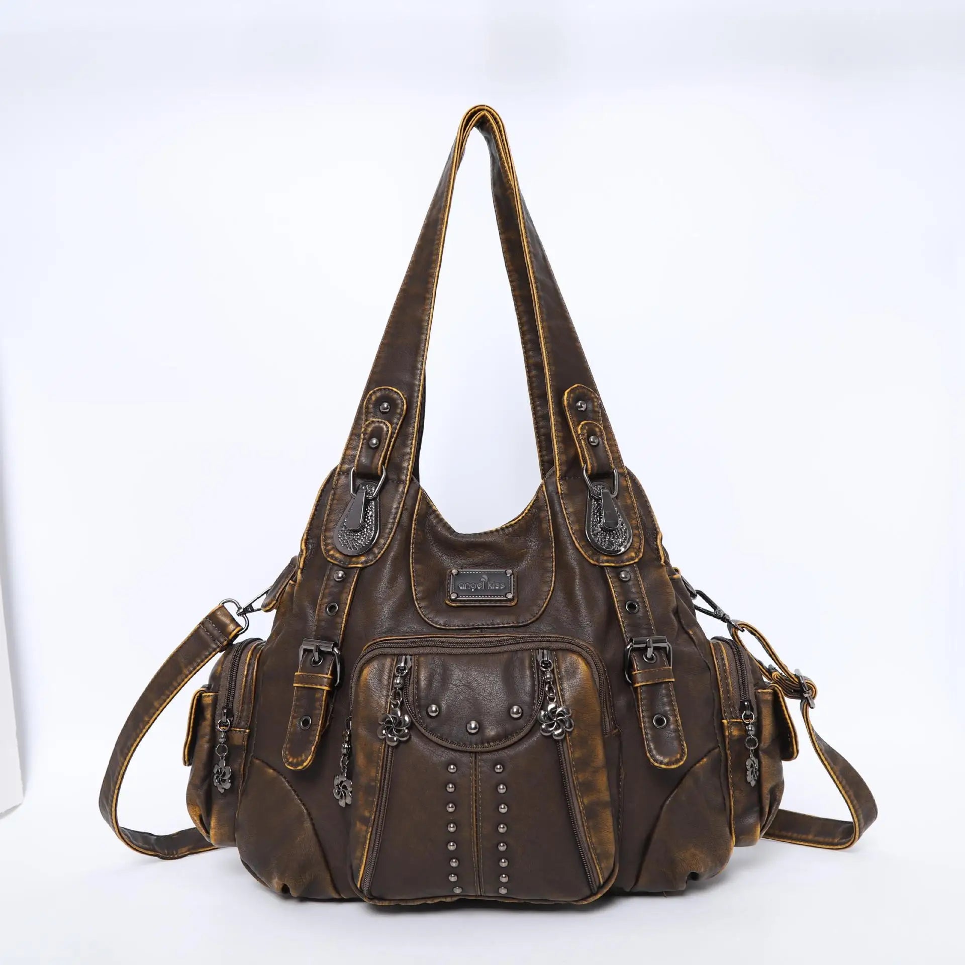 Vintage Women Bag Large Handbags Satchel Top-handle PU Shoulder Bag Vintage Dumpling Pack Multi-pockets Shoulder Bags Purse