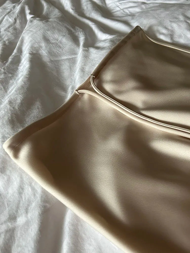 Women's Satin Maxi Skirt – Elegant Ankle-Length