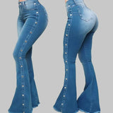 Women's High-Waist Stretch Denim Flare Pants