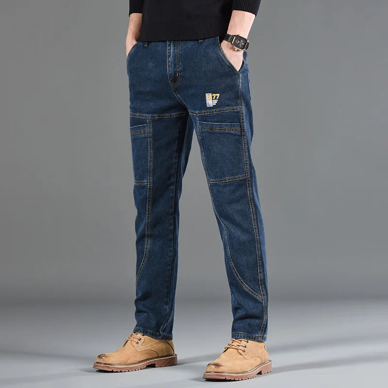 Men’s Fashion Print Straight-Cut Jeans