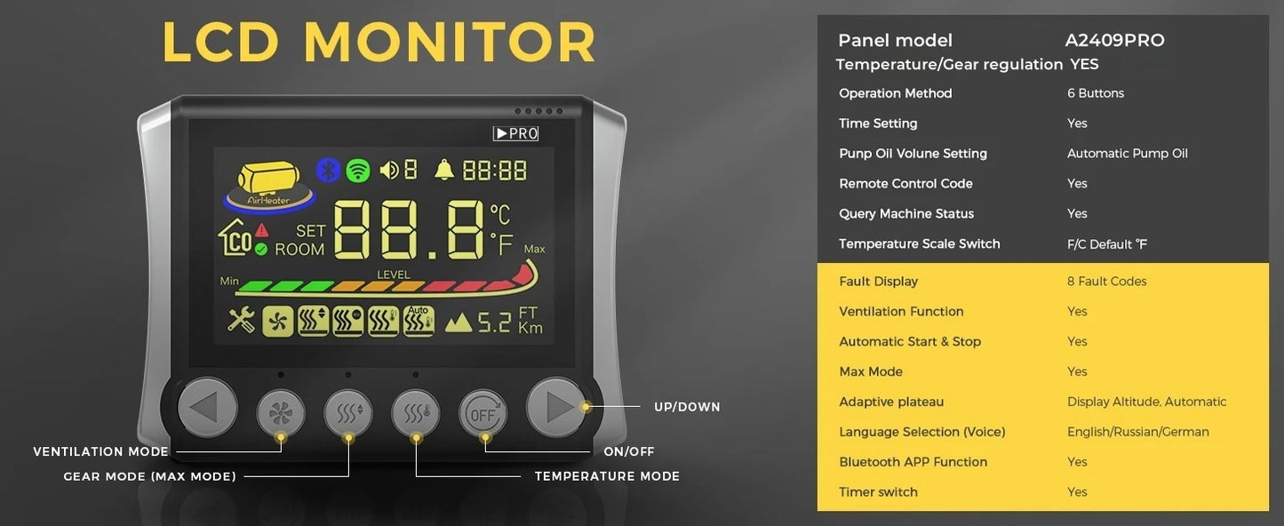 Sunster TB10 8KW Diesel Air Heater | Bluetooth LCD
