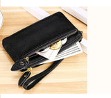 Fashion Women Genuine Leather Wristlet Clutch Bag Multifunctional Coin Purses Wallet Zipper Card Holder Money Clip Phone Bag