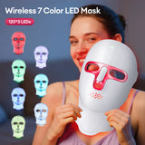 Wireless 7 Colors LED Face Neck Mask Rechargeable Photon Therapy Mask Red Light Skin Tightening Lifting Facial Beauty Device Home SPA Facial Care Machine