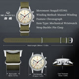 Seagull 1963 International Edition Watch for Men Chronograph Manual Winding Mechanical Watches Original ST1901 38mm Pilot Clock
