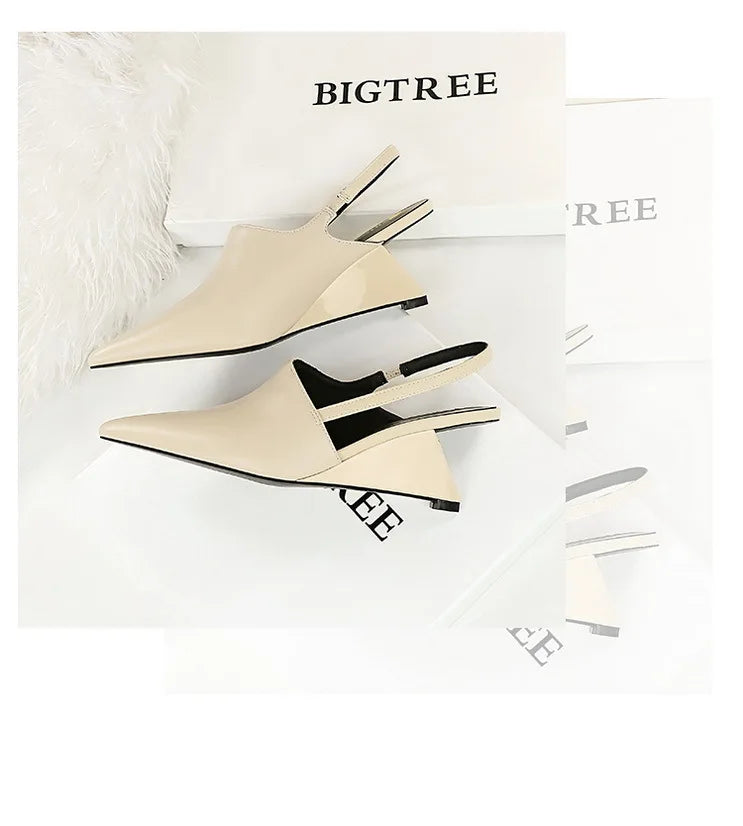 Designer Wedge Heel Sandals – Pointed Toe Women's Pumps