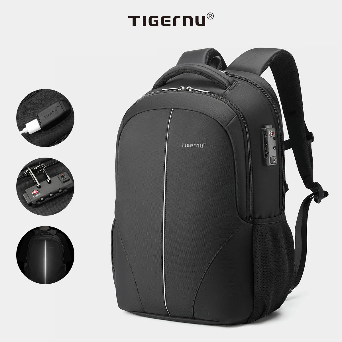 Tigernu Travel Backpacks 14-15.6-17'' Laptop Backpack For Men TSA Anti Theft Backpack Nylon Backpacks Bag For Schoolbag Knapsack