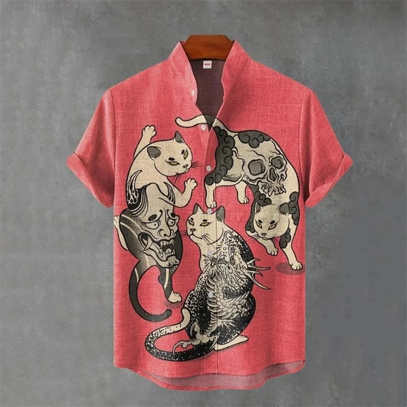 Men’s Japanese Animal Graphic Hawaiian Shirt
