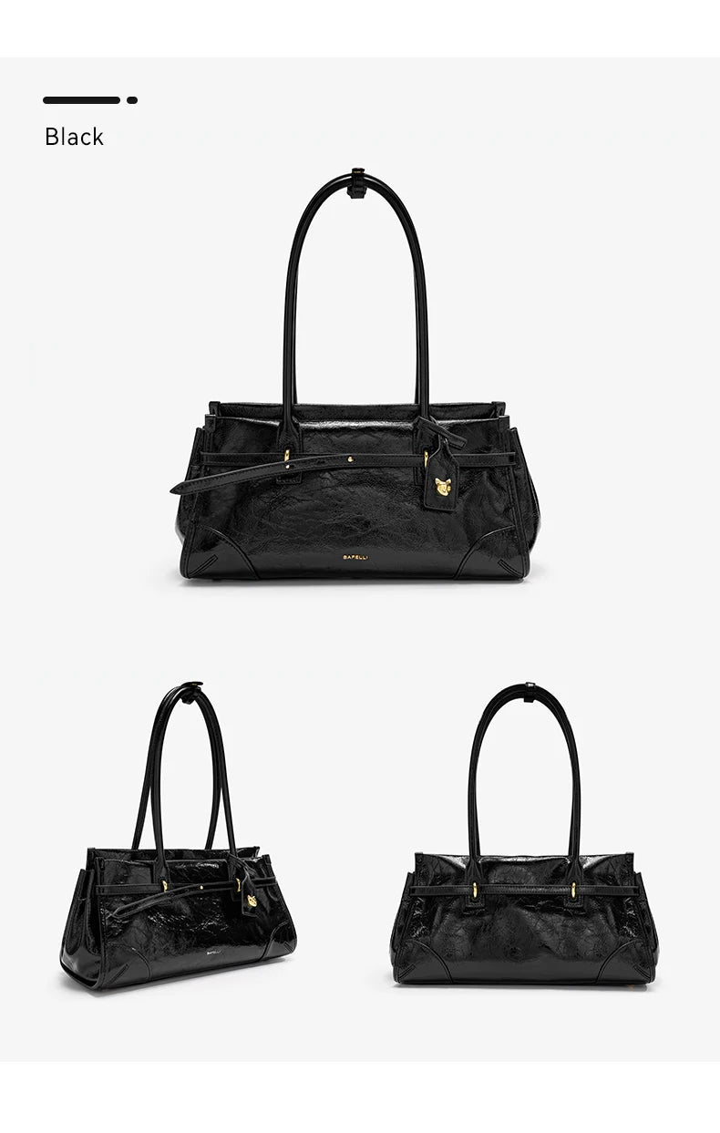 Bafelli Saffiano Leather Crossbody Tote with Chain Strap